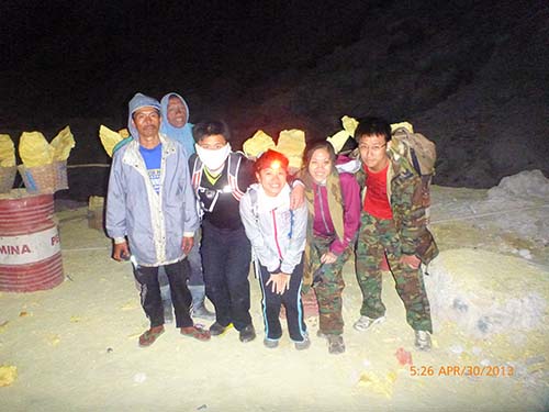 Inside the crater with our guide and fellow miners