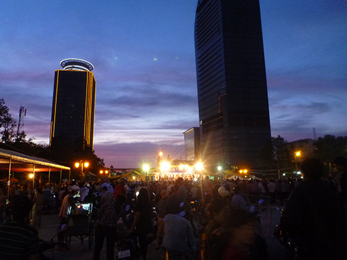 On the way - stumbled upon a crowded political rally where the party was on stage for its song and dance (and speech)