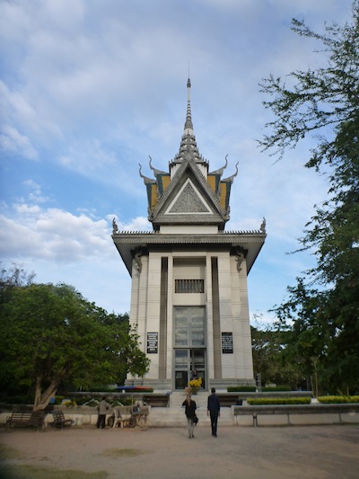 Buddhist stupa that commemorates the genocide victims, holding more than 5,000 human skulls