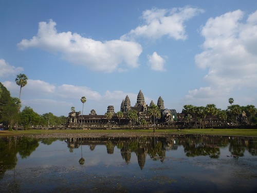 Tip #4: There are two ponds to catch the beautiful reflections of Angkor Wat. The left 'Reflecting Pond' (above) is where the famous sunrise photos are taken, but the right 'Angkor Wat Basin' (shown with my picnic lunch) is a beauty as well and is less crowded 