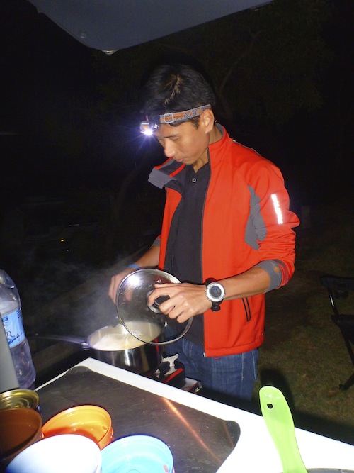 Cooking dinner with headtorch